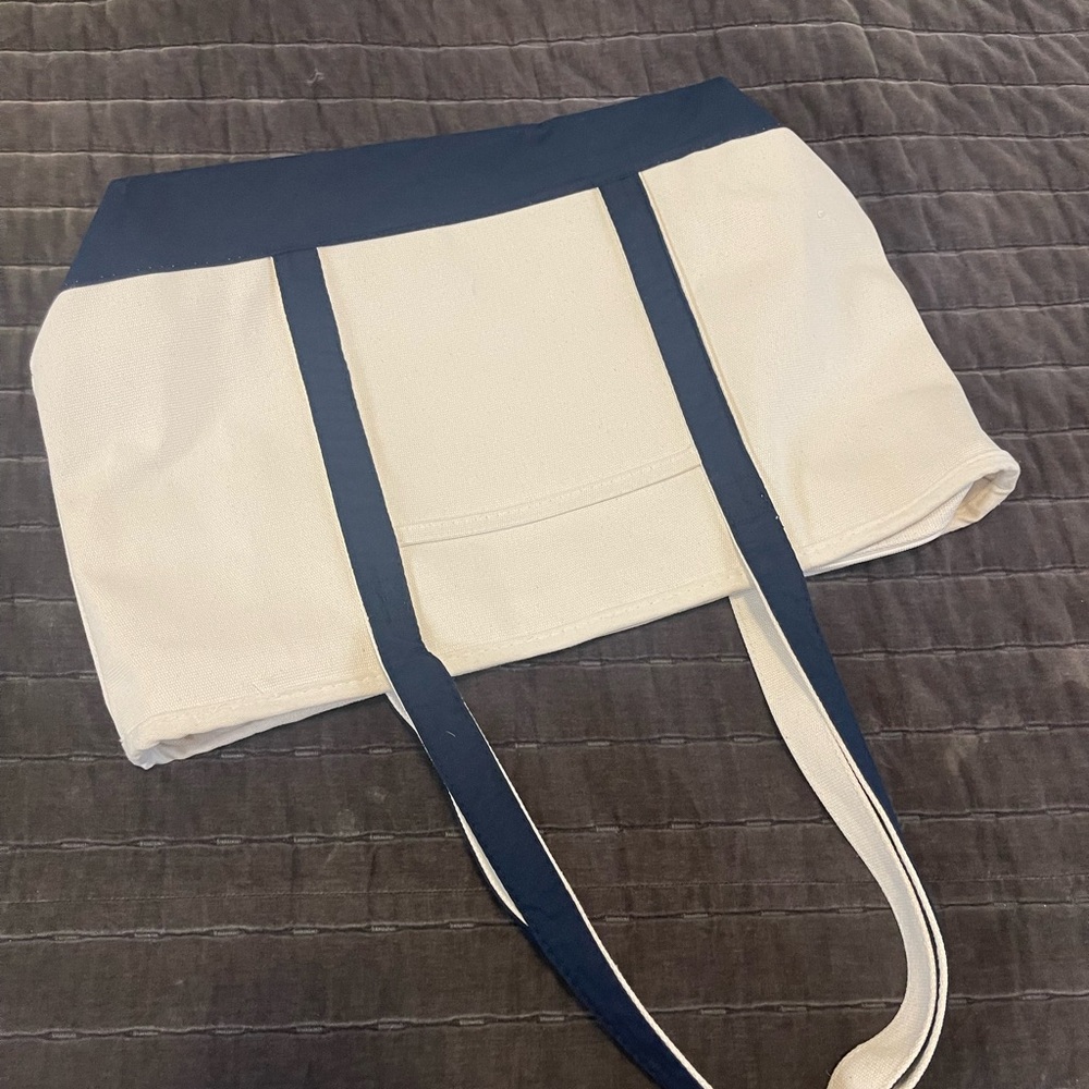 Stylish Cream and Navy Canvas Tote Bag